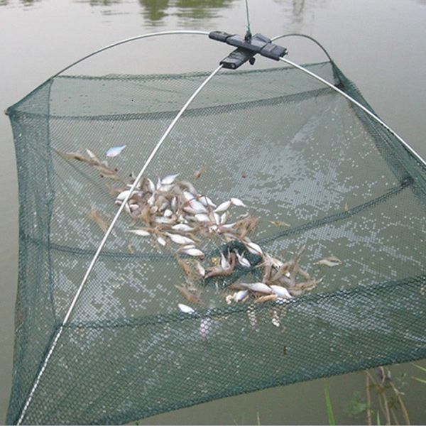 Accessori per la pesca 60CM Rete da pesca pieghevole Pesce Gamberetti Minnow Granchio Esche Cast Mesh Trap Dip Lift Net Lifting Catching Nylon Fish Net Catch Crab 230726