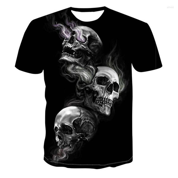 Magliette da uomo Horror Skull Graphic Shirt Trend Uomo Summer Punk T-shirt Manica corta 3d Stampato Tees Top Tessuto a rete traspirante Tshirt Uomo