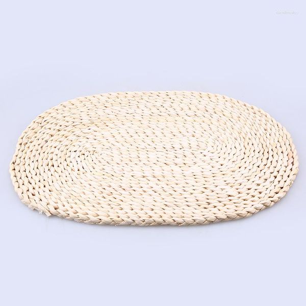 Esteiras de mesa Rattan tecido jantar oval palha natural jogos americanos com isolamento térmico pote almofada copo porta-copos acessórios de cozinha