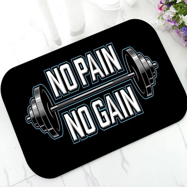 Teppich Cool No Pain No Gain Welcome Fußmatte für Fitnessstudio, Badezimmer, Bodybuilding, Workout, Zitat, Fußmatte, Teppich, Zug, Fitness, Toilette, Dekor, 50 x 80 cm, 230726