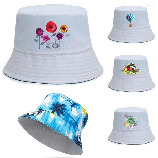 Berretti Double-sided Wear Cappello da pesca Serie stampata in 3D Berretto da pescatore Ragazzi / Ragazze Femme Gorro Cappelli a secchiello in cotone estivo Spiaggia unisex