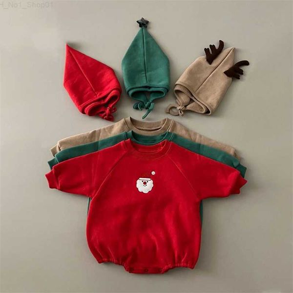 Completi di abbigliamento Completi di abbigliamento Pagliaccetti di cotone per neonato Natale Santa Rudolph Felpa per bambina ragazzo con cappello Albero di Natale Autunno Inverno Z230726