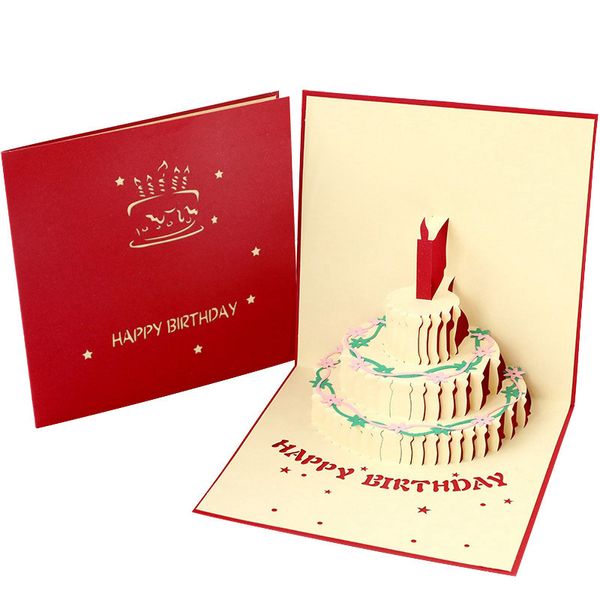 Biglietti d'auguri pop-up 3D Cartoline di buon compleanno Cartoline Torta di compleanno Biglietti d'auguri Decorazioni per feste regalo W0070