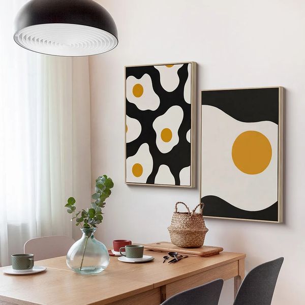 Abstract Sun Egg Modern Minimalism Canvas Painting Wall Art And Prints Nordic Poster For Dining Room Living Room Kitchen Home Decor Pictures w06