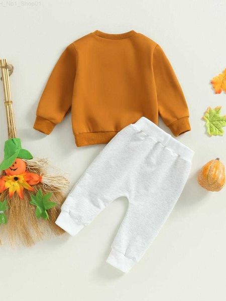 Completi di abbigliamento Completi di abbigliamento Baby Boy Costume di Halloween Zucca Felpa Manica lunga Lettera Camicia Top Jogger Pantaloni Autunno Inverno Abbigliamento Set Z230726