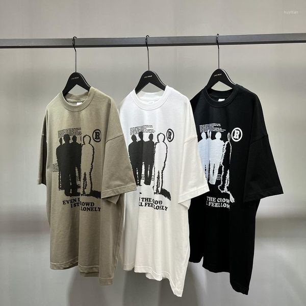 T-shirt da uomo 2023 Estate Ritratto Lettera Stampa Camicia Uomo Donna T-shirt in cotone Moda High Street Allentato Casual Oversize Manica corta