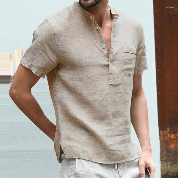 Magliette da uomo Jodimitty Camicia traspirante a maniche lunghe tinta unita da uomo Estate Lino Cotone Casual Basic Top Taglie forti