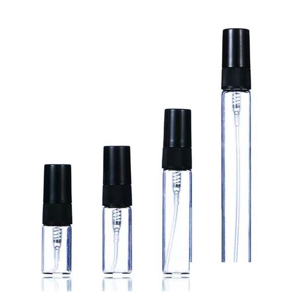 Garrafas de embalagem 2Ml L 5Ml 10Ml Frasco de spray recarregável Portátil Mini frasco de amostra de vidro transparente Atomizadores cosméticos Container Drop Delivery Otorq