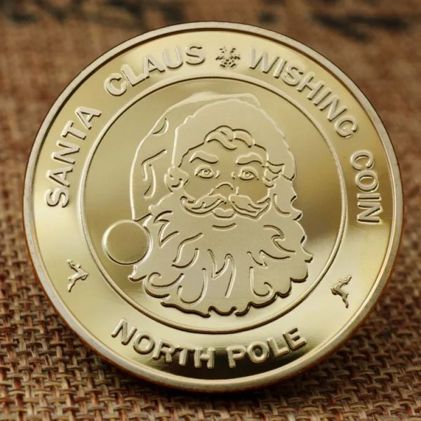 UPS Santa Claus Wishing Coin Moneta da collezione placcata in oro Souvenir North Pole Collection Regalo Buon Natale Moneta commemorativa 7.26