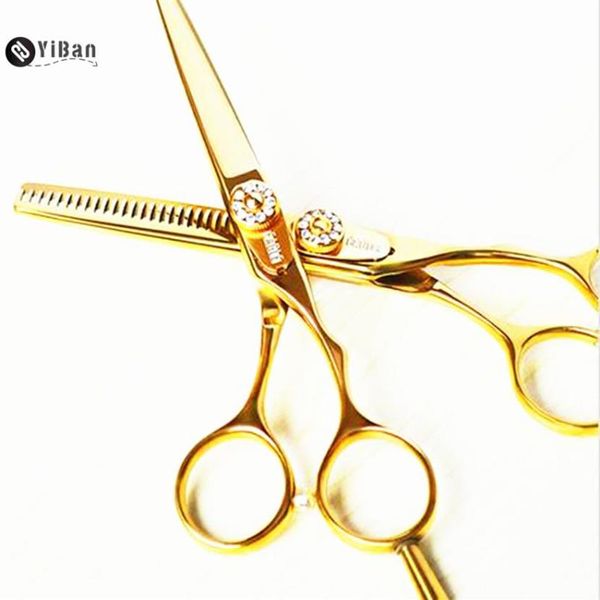 Forbici per capelli Professionale 6 5 5 pollici Germania 440c Taglio dorato Set Taglio Barbiere Trucco Cesoie per sfoltire Parrucchiere259T