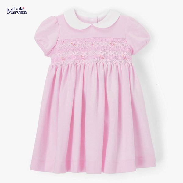 Девушки платья маленькое платье Maven для лета Вестидос для девочек детская одежда хлопок сплошной цвет симпатичный и элегантный платье 230725