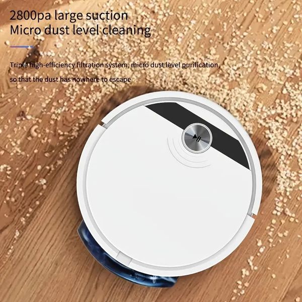 Aspirador de pó robô, aspirador de pó robótico RS800, caixa de pó de 400 ml, tanque de água, sem emaranhados, sucção forte, fino, baixo ruído, controle de aplicativos, ideal para pisos duros de pelos de animais de estimação