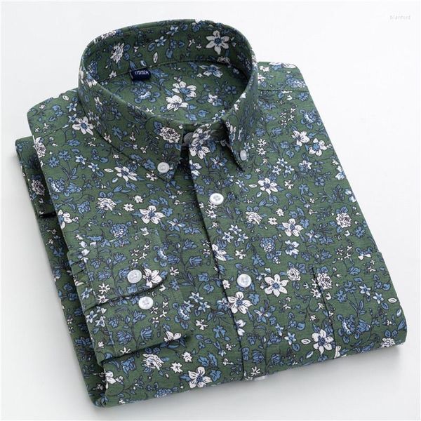 Camicie casual da uomo Plus Size 7xl Cotton Oxford Shirt For Men Manica lunga Stampa Business Mens Floral Regular Fit Moda con tasca