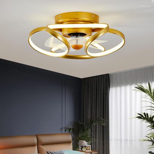 Ventilatori a soffitto a led Lampadario Camera da letto Soggiorno Nordic Macaron Ventilatore invisibile Luce Telecomando APP