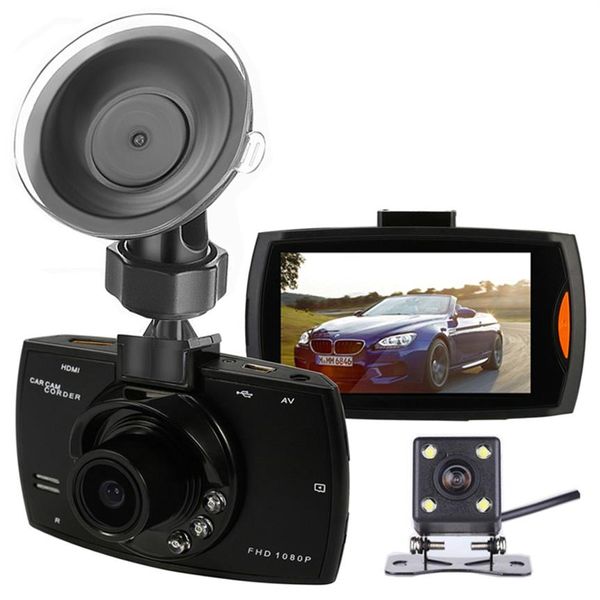 2Ch Car DVR Videoregistratore digitale Dash Camera 2 7 Schermo anteriore 140 ° Posteriore 100 ° Ampio angolo di visione FHD 1080P Visione notturna296z