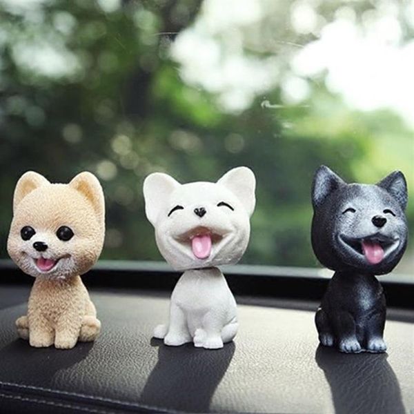 İç dekorasyonlar başını sallayan köpek komik sallama başı sevimli köpek yavrusu bebek salıncak araba gösterge paneli süsleri ev otomatik dekor oyuncaklar215o