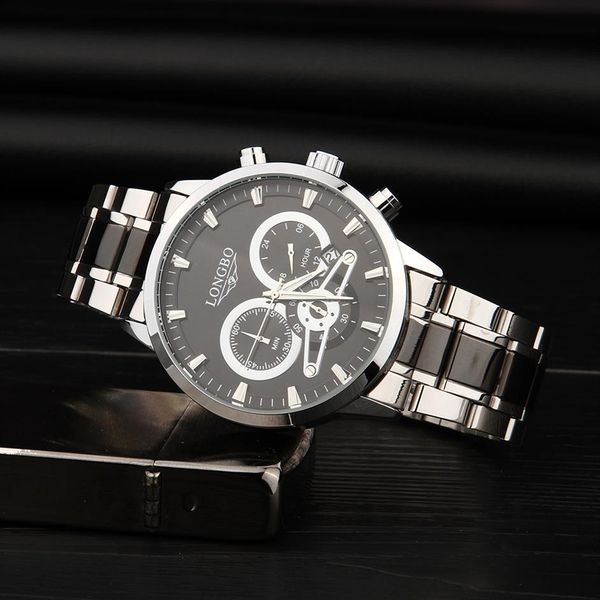 Longbo Top Brand Luxury Männer Uhr Watschen Full Steel Band wasserdichtes Datum Quarz Watch MEN Casual Armbandwatch Relogio Maskulino221v