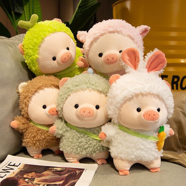 Yeni çizgi film domuz bebek peluş oyuncak bebek oturma duruş pembe domuz çocukları hediye atma yastık