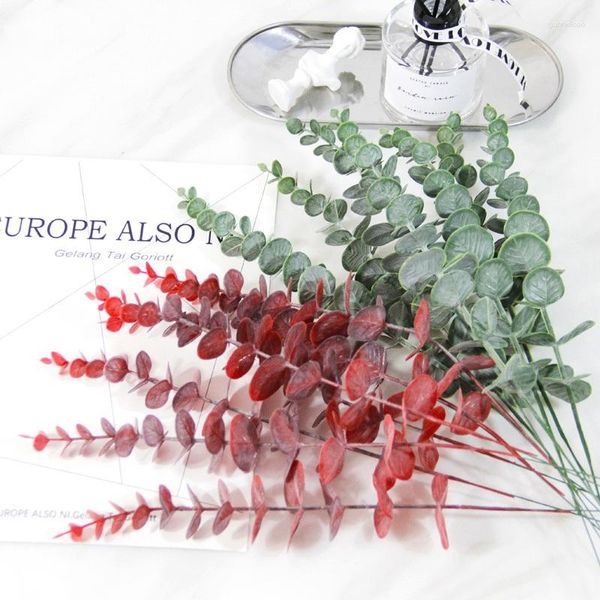 Fiori decorativi 10pcs foglie di eucalipto fiore artificiale rami di piante verdi finte per vaso decorazione della festa nuziale decorazioni per il giardino di casa