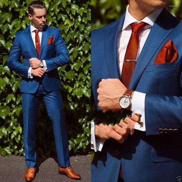 Ternos masculinos (jaqueta calça) terno de casamento bule para homens formais noivo custome moda smoking roupas de marca