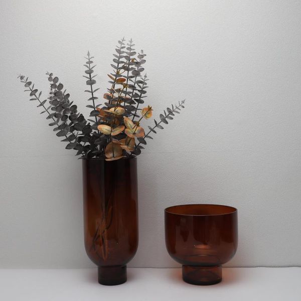 Figurine decorative Ornamenti floreali marroni in vetro creativo in stile europeo per la decorazione del tavolo del soggiorno dello studio della camera da letto