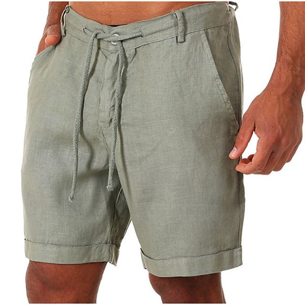 Летние хлопковые льняные шорты мужчины повседневные пляжные брюки с коротки