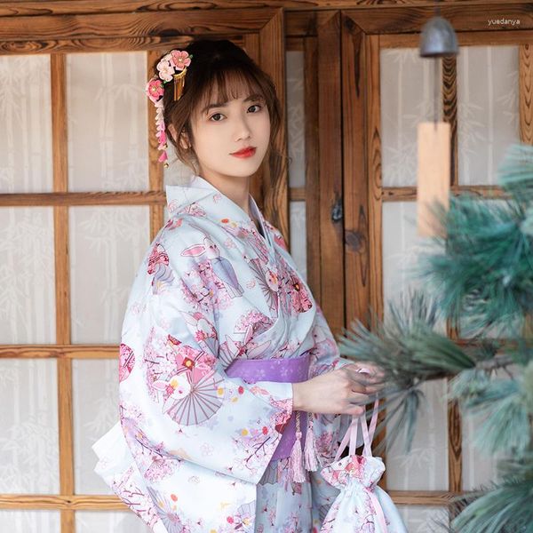 Abbigliamento etnico Donna Yukata Tradizionale Giappone Kimono Accappatoio Pography Abito Costume Cosplay Vintage