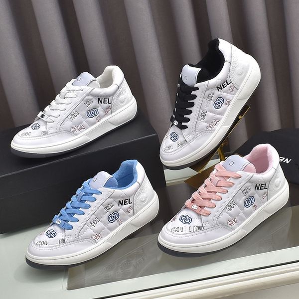 Designer-Sneaker, neue Regenbogen-Serie, Bonbonfarben, weiße Schuhe, Denim-Leinwand, Leder, Buchstabe, modische Plattform, Damen-Sneaker, Outdoor, Popsicle, lässige Damenschuhe