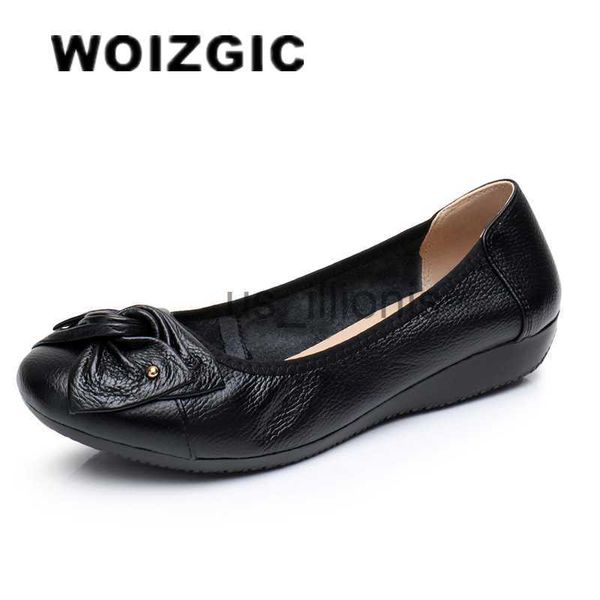 Kleidschuhe WOIZGIC Damen Weibliche Damen Mutter Frau Flache Schuhe Loafers Echtes Leder Slip On Sommer Runde Zehe Größe 35-43 ZBM-1108 J230727