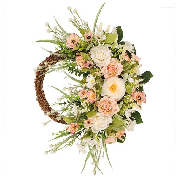 Coroa de flores decorativas rosa flor de cerejeira artificial decoração de primavera guirlanda decoração de festa