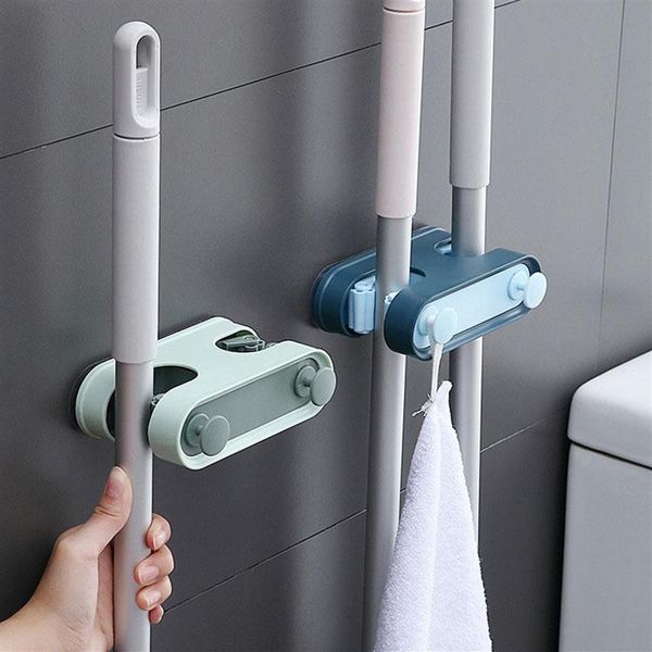 Ganci Rails Accessori per la cucina Gadget Mop a parete Organizzatore di scopa Strumenti di attesa Self Stick Bagno Giardino Rack di stoccaggio Umbre266N