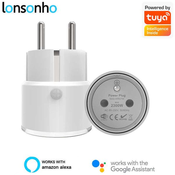 Smart Power Plugs Lonsonho Tuya Plug Smart WiFi Socket Type E France Eu Plug 16A SmartLife Home Automation Compatibile Alexa Home HKD230727