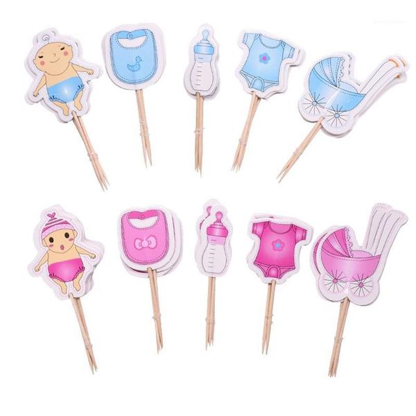 20pcs Babyparty Cup Cake Toppers Boy Girl Party süße Dekoration Babyparty Geburtstagsfeier Diy Cake Topper Supplies1202z