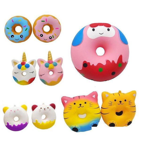 Brinquedo de descompressão Donuts Brinquedos Squishy Squeeze Relief Alta Qualidade Soft Pinch Novidade Para Crianças Drop Delivery Presentes Gag Dhn3P