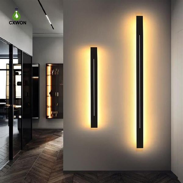 Candeeiros de parede ao ar livre moderno longo LED luz 85-265V ferro preto ouro shell 100cm 120cm sala de estar interior arandela de cabeceira luz ip20215s