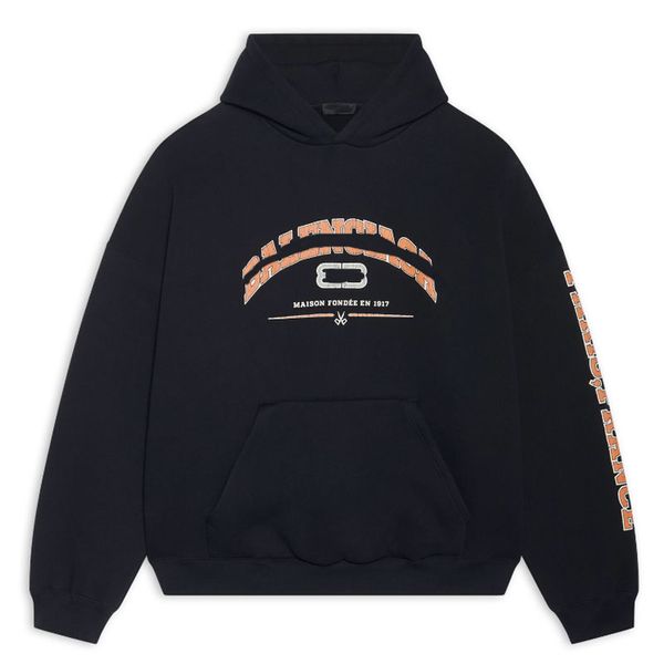 2023 Mens Women Maison Hoodie широко подходит для черных тяжелых флисовых толстовок