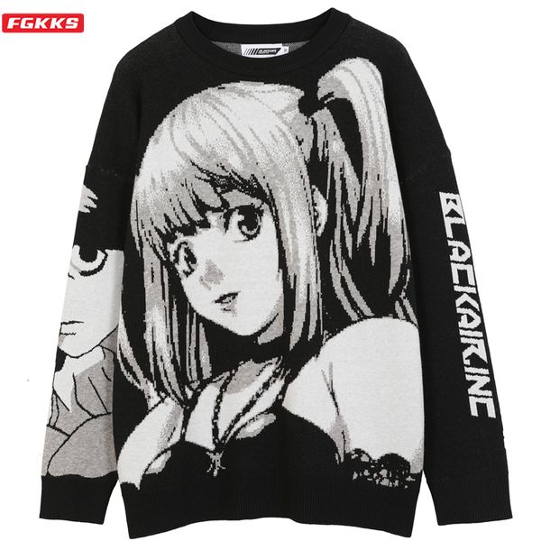 Chandails pour hommes FGKKS Hommes Hip Hop Streetwear Harajuku Chandail Vintage Style Japonais Anime Fille Tricoté Coton Pull Homme 230726