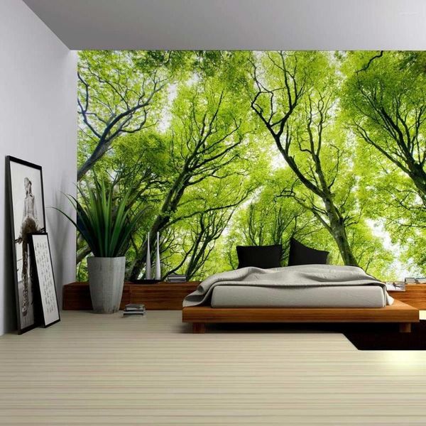 Tapestries Cilected Four Seasons Woods Tapestry Wall Hanging Soggiorno Camera da letto Paesaggio Pittura Poliestere Sottile