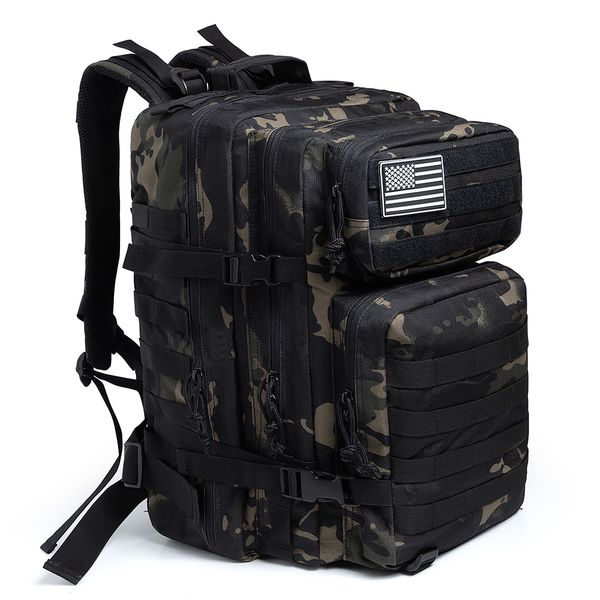 Bolsas ao ar livre 50L Camuflagem Exército Mochila Masculina Militar Tactical Assault Molle mochila Caça Trekking Mochila À Prova D' Água Bug Out Bag 230726