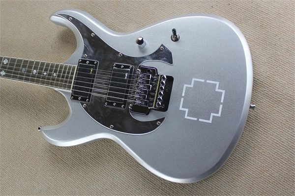 Özel Mağaza RZK-600 Gümüş Elektro Gitar Chrome Donanımı Maun Vücut Gül Kıta Klavye Özelleştirmeyi Kabul Et