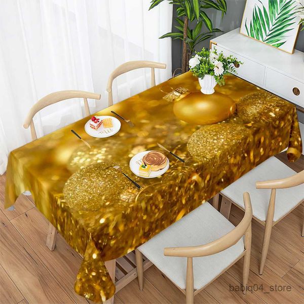 Toalha de mesa natal ouro impressão ovo toalha de mesa decoração de casamento festa de aniversário casa toalha de mesa à prova dwaterproof água decoração de mesa de mesa r230727