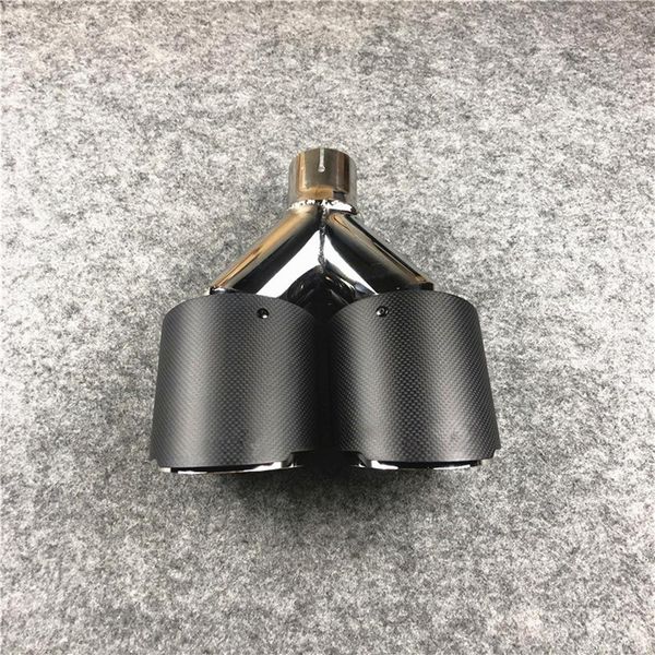 1 PZ Punte di scarico marmitta in acciaio inossidabile argento opaco in fibra di carbonio Auto Universal Akrapovic Car Dual Pipes187n