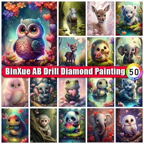 Fütterung Binxue Cartoon Eule Ab Diamant Malerei Schildkröte Panda Kreuz Handgemachte Diy Elefant Tiger Nilpferd Mosaik Kunst Wohnkultur Geschenk