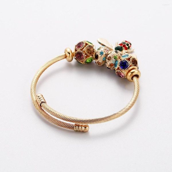 Charm Bracelets High Quanitty Hollow Out Colorful Bead Bracelet For Women Bee Bee Pendant Cross Border Source DIY Bangle