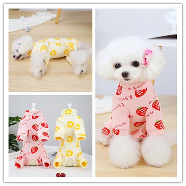 Vestuário para cães Roupas com padrão de frutas Envolver a barriga Macacão Pijama para cães pequenos Yorkie Filhote de cachorro Gatinho Fato de treino Pijama Menina Macacão para animais de estimação