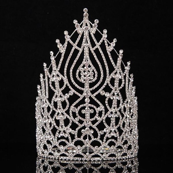 Waistcoats Beauty Crown Custom Crown Rhinestone Pageant corone alte cristallo regolare la banda di contorno Miss Big Tiara