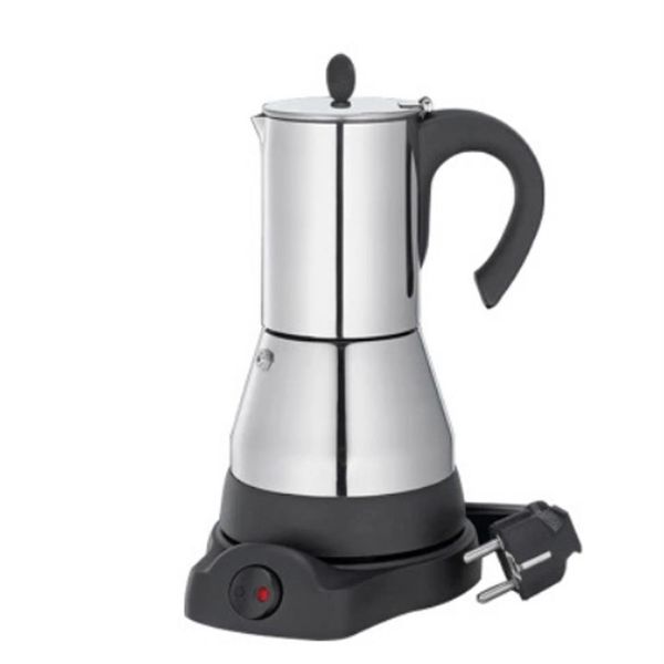 6 Kaffeetassen, Kaffeegeschirr-Sets, elektrischer Geysir, Moka-Maschine, Kaffeemaschine, Espressokanne, Expresso-Perkolator, Edelstahl-Herdplatte 316P