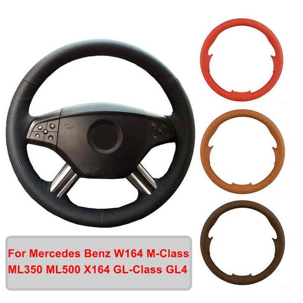 Capa de volante de couro sintético para Mercedes Benz W164 MClass ML350 ML500 X164 GlClass GL4 Trança de volante J220808242E