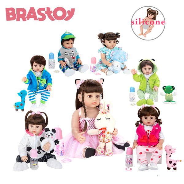 Куклы Brastoy Reborn Doll Girl and Boy 100 Силиконовый кузов может принять ванну для детей Отправить из Brasil 230726