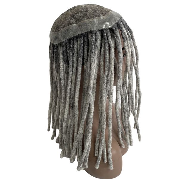 Sistemi di capelli umani vergini malesi 12 pollici 1b Grigio Australia Toupee 6x8 Dreadlocks Topper per donna nera